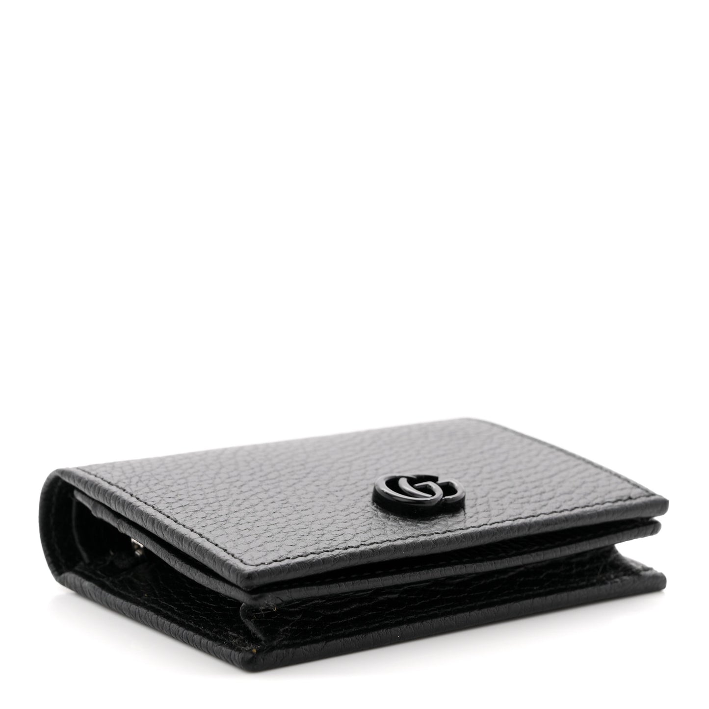 Dollar Calfskin Enamel Monochrome GG Marmont Card Case Black