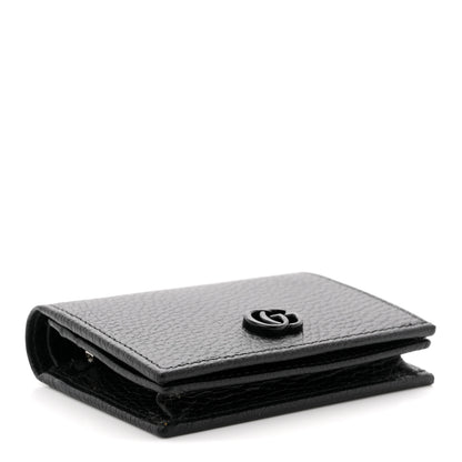 Gucci Dollar Calfskin Enamel Monochrome GG Marmont Card Case Black 4 of 7