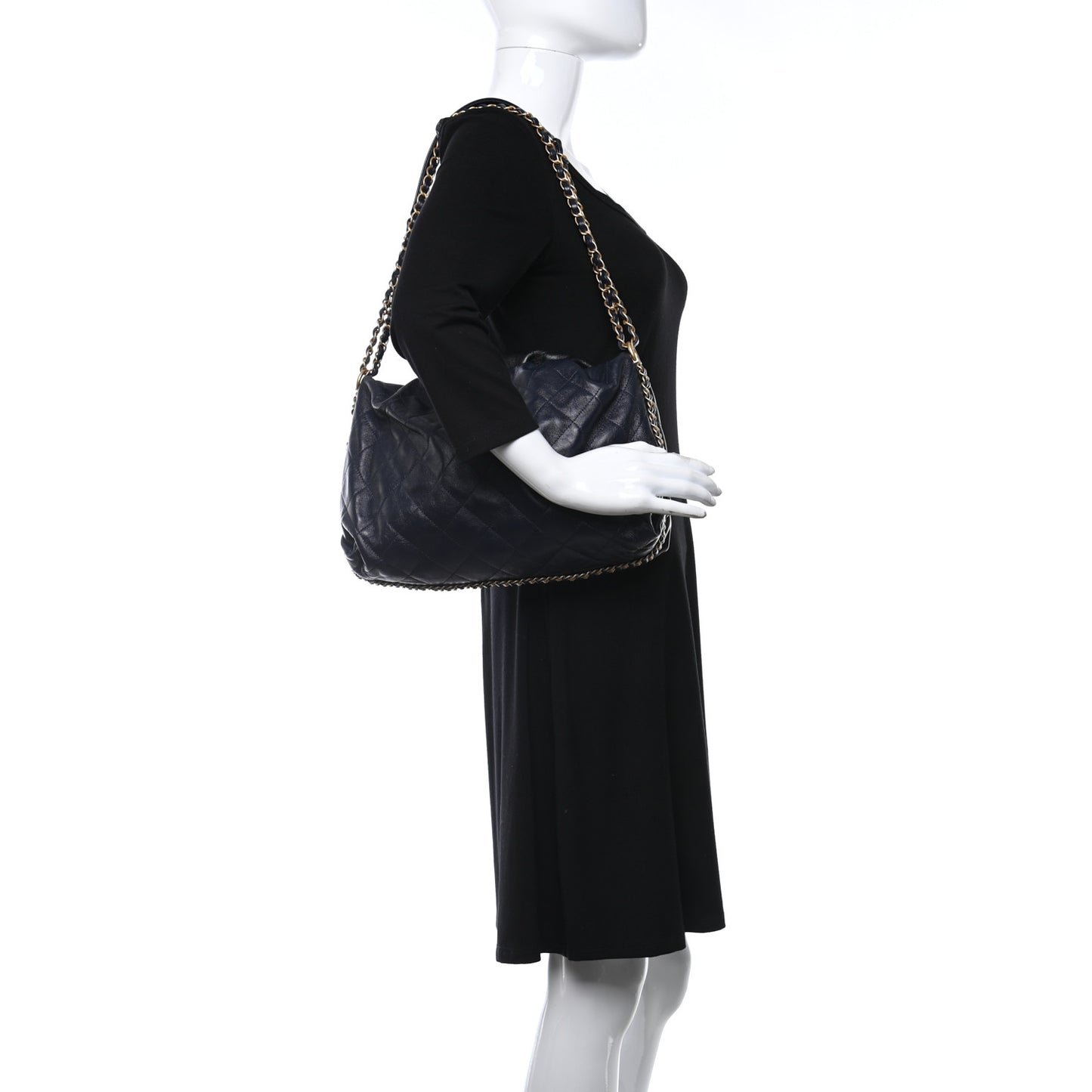 Calfskin Quilted Coco Shelter Bowling Bag Navy