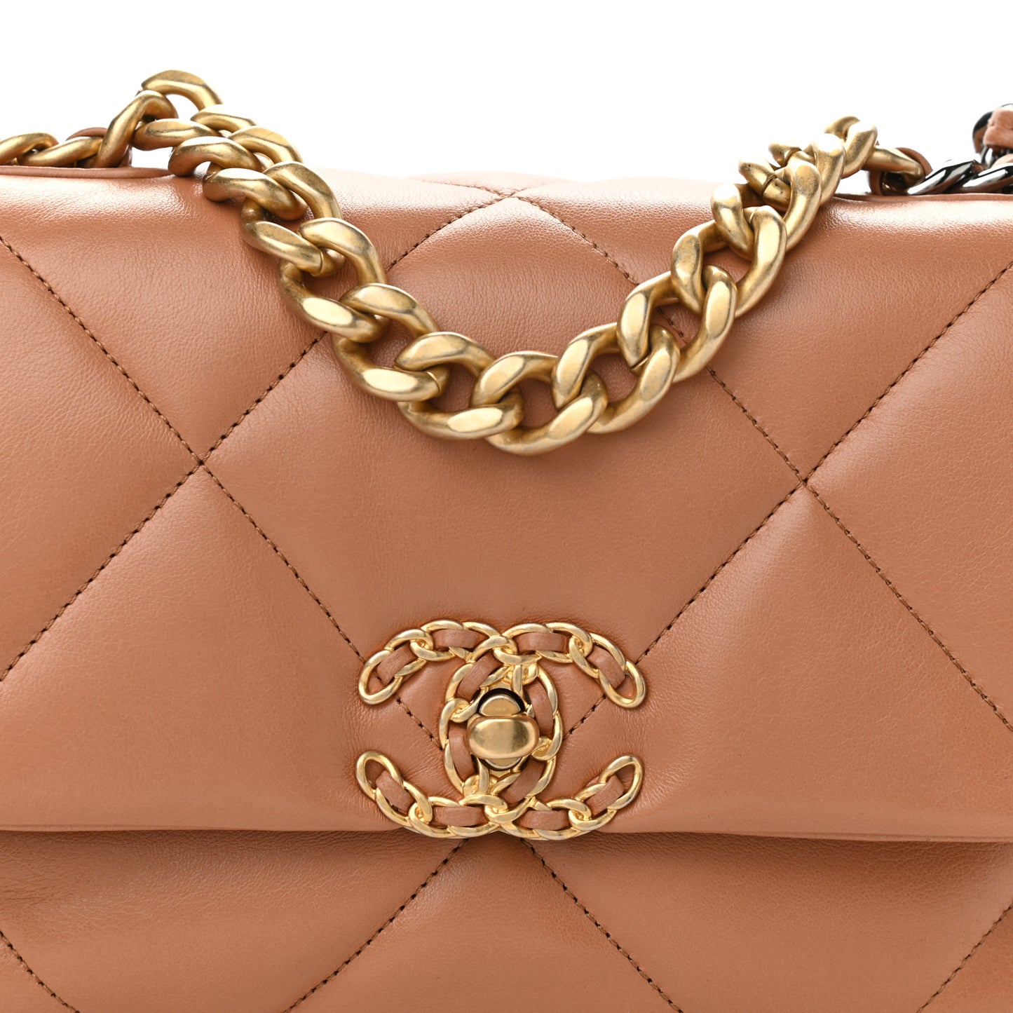 Lambskin Quilted Medium Chanel 19 Flap Brown