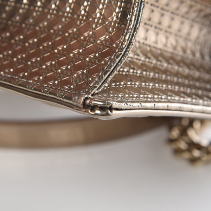 Christian Dior Metallic Patent Micro-Cannage Medium Diorama Flap Bag Gold 17 of 19