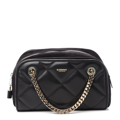 Burberry Lambskin Suede Quilted Small Double Cube Bag Black 1 of 10