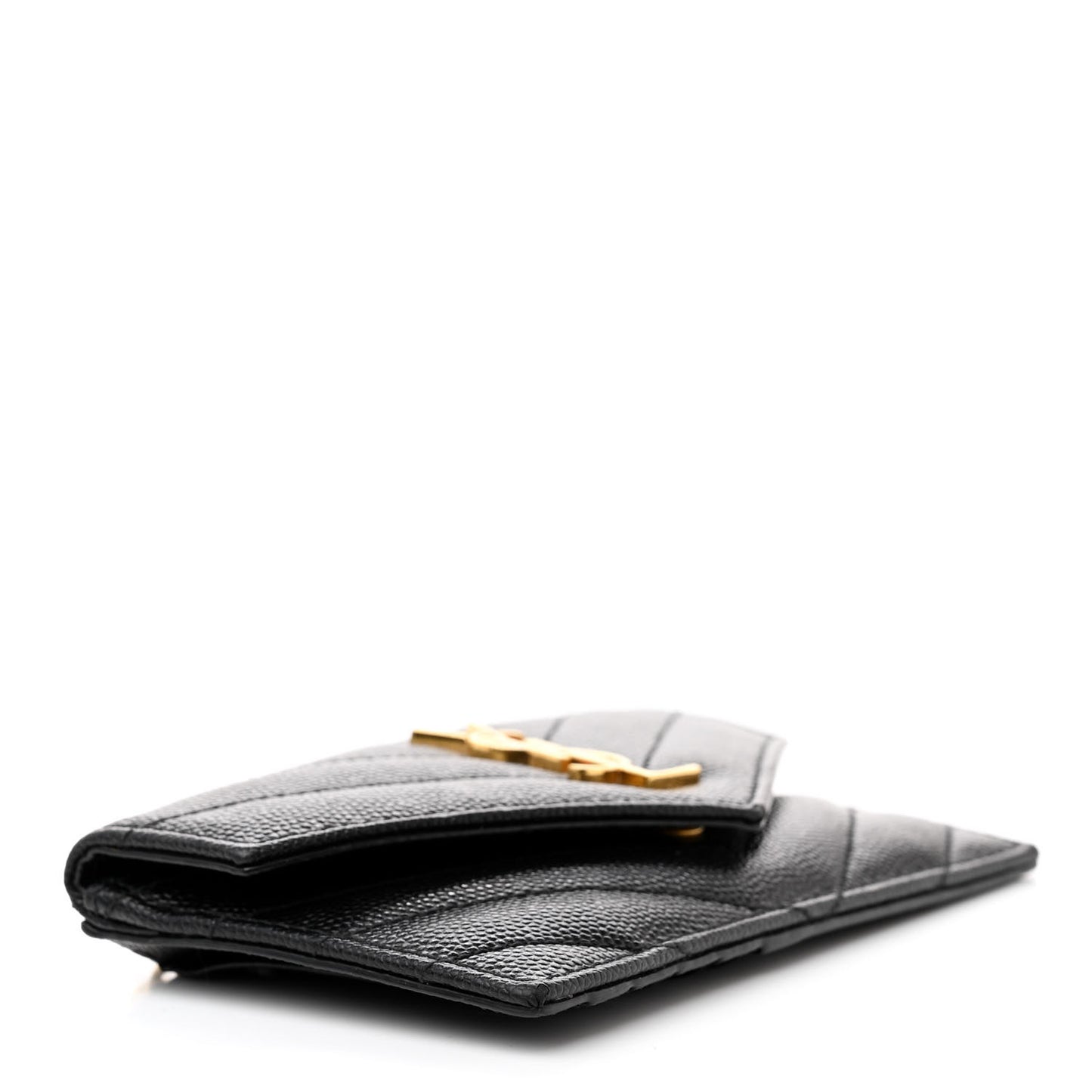 Grain De Poudre Matelasse Chevron Monogram Compact Wallet Black