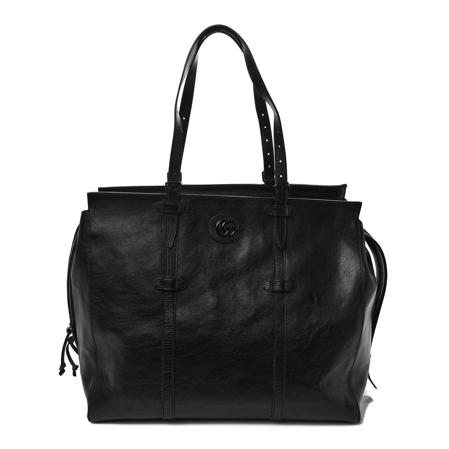 Calfskin Monochrome Medium Double G Tote Bag Black