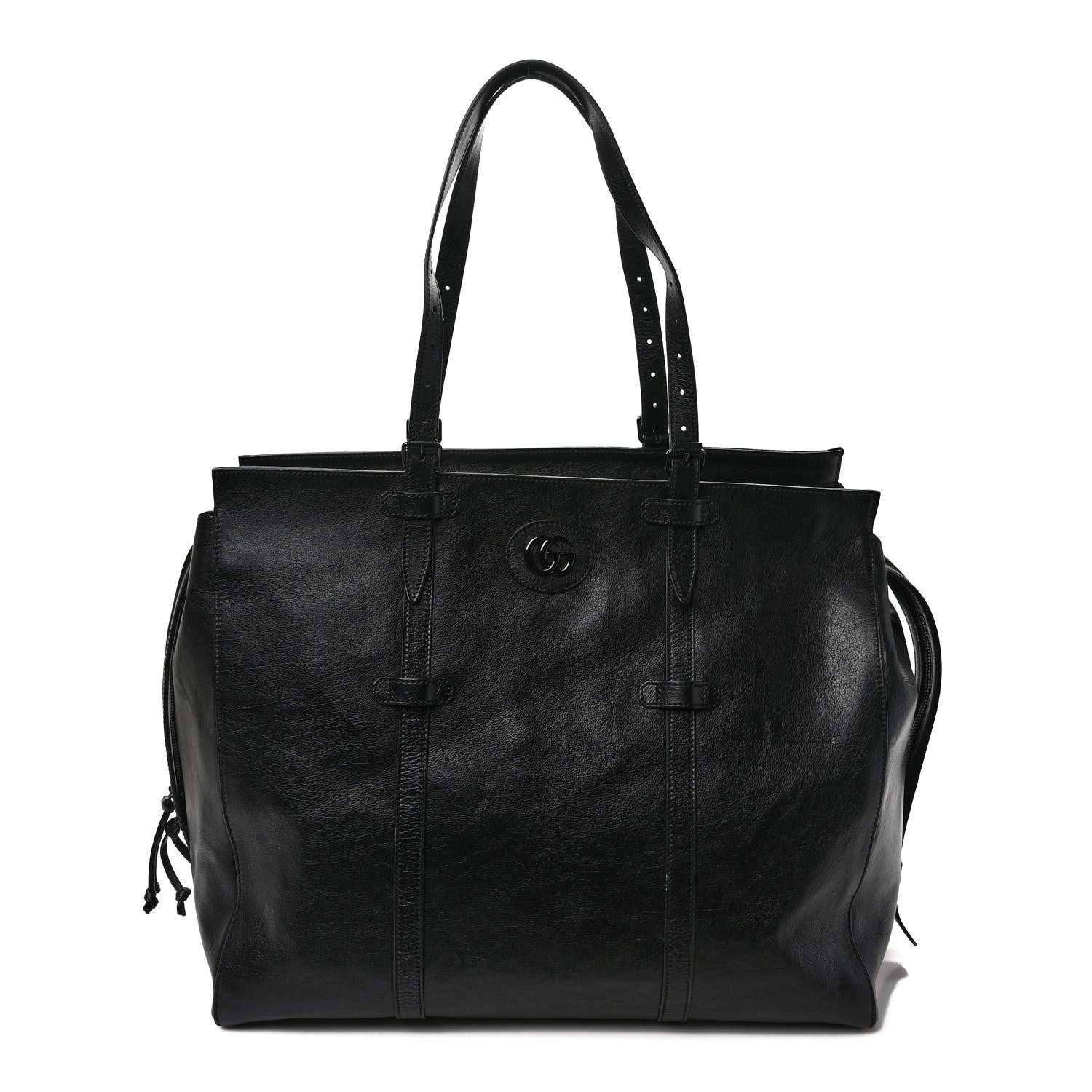 Gucci Calfskin Monochrome Medium Double G Tote Bag Black 1 of 10