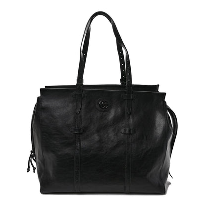 Gucci Calfskin Monochrome Medium Double G Tote Bag Black 1 of 10