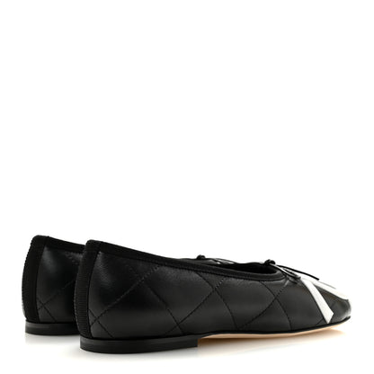 Chanel Lambskin Quilted CC Cambon Ballet Flats 36.5 Black White 5 of 10