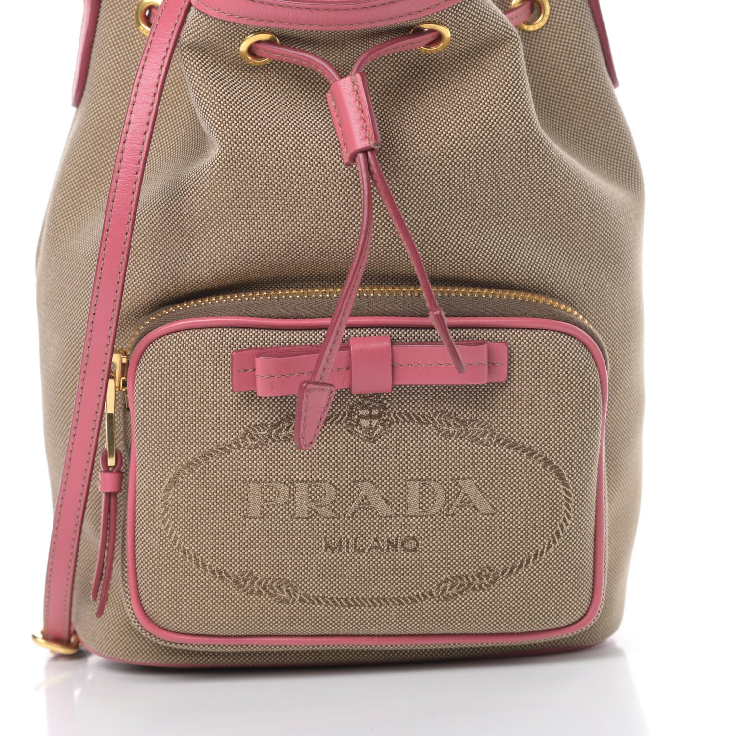 Prada Jacquard Logo Mini Bucket Crossbody Bag Corda Peonia 9 of 11