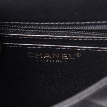 Chanel Lambskin Reverse Chevron Quilted Mini Round Top Handle Flap Black 6 of 12