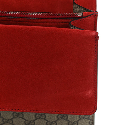 Gucci GG Supreme Monogram Suede Cudu Medium Dionysus Shoulder Bag Beige Ebony Vulcanic Red 13 of 16