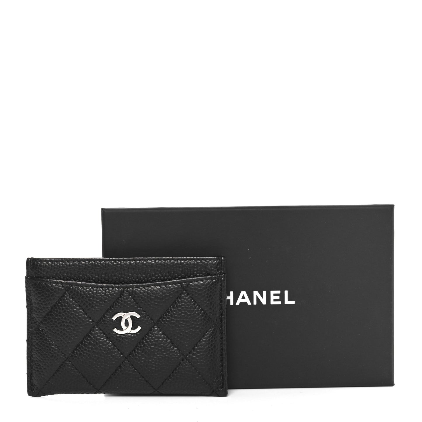Caviar Quilted Card Holder Black
