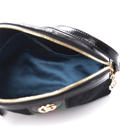 Gucci Suede Patent Web GG Small Ophidia Dome Shoulder Bag Black 5 of 10