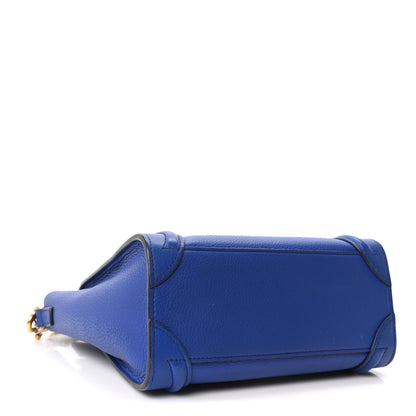 Celine Drummed Calfskin Nano Luggage Indigo 4 of 9