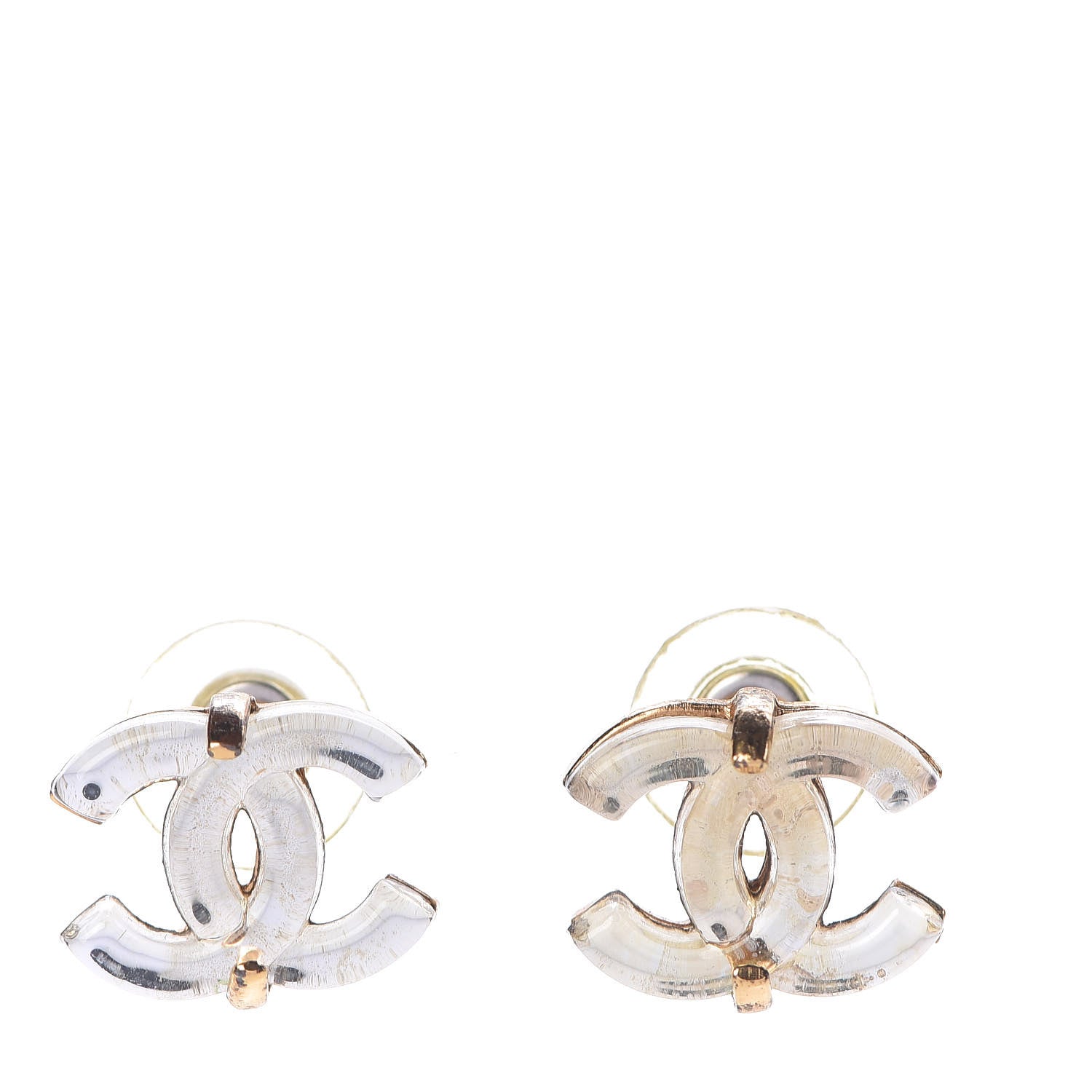 Chanel Resin CC Earrings Gold 1 of 8