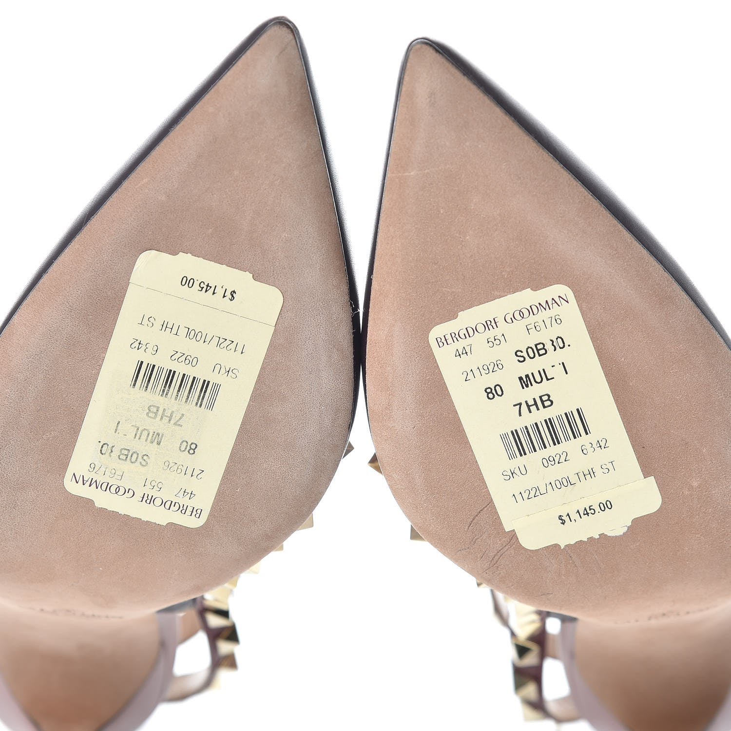 Valentino Garavani Calfskin Nappa Rockstud Ankle Strap 100mm Pumps 37.5 Griotte 6 of 10