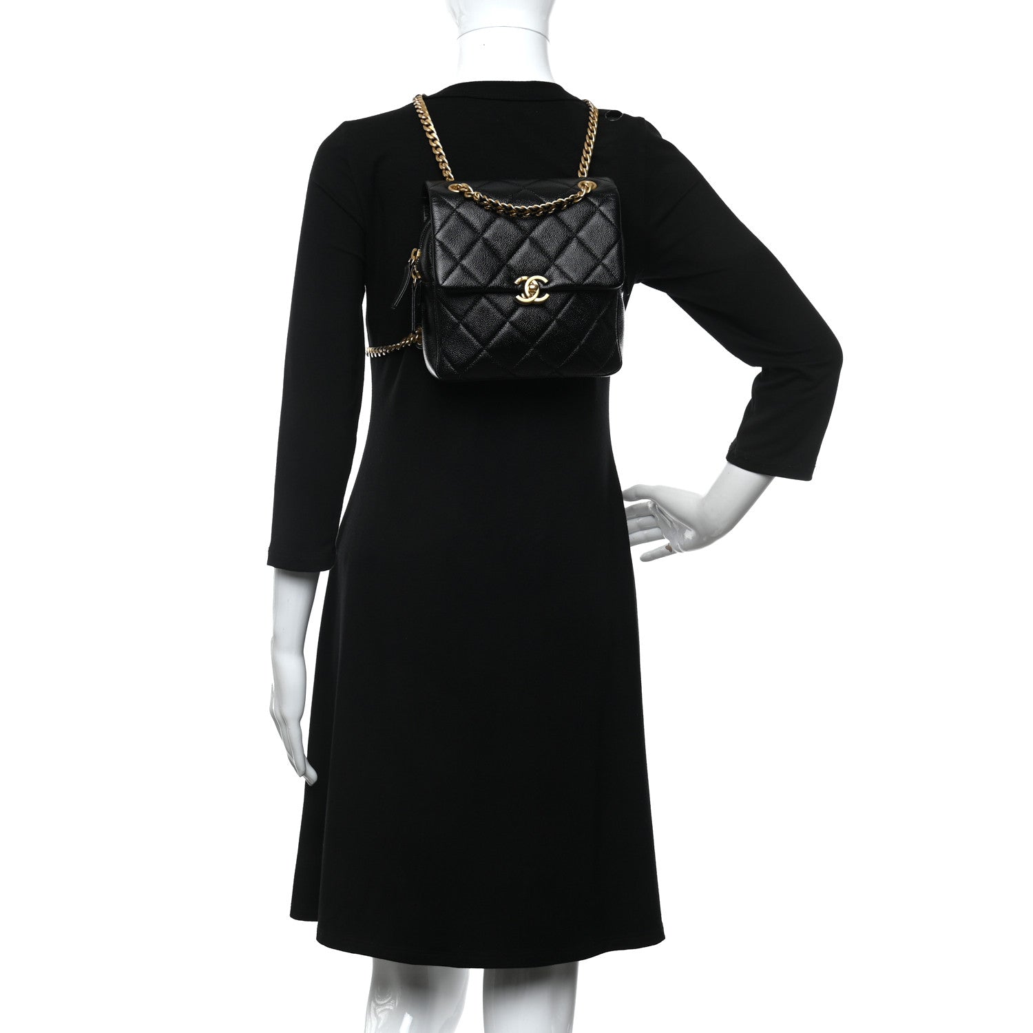 Chanel Shiny Caviar Quilted Chain Melody Backpack Black 2 of 10