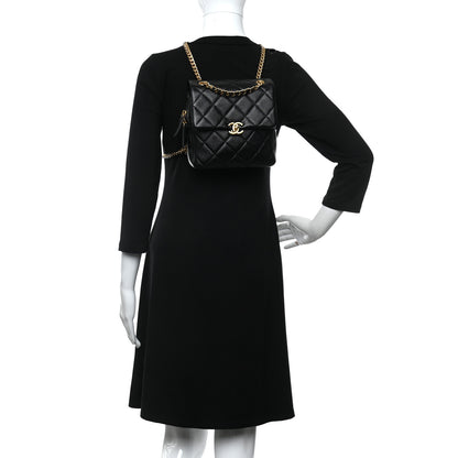 Chanel Shiny Caviar Quilted Chain Melody Backpack Black 2 of 10