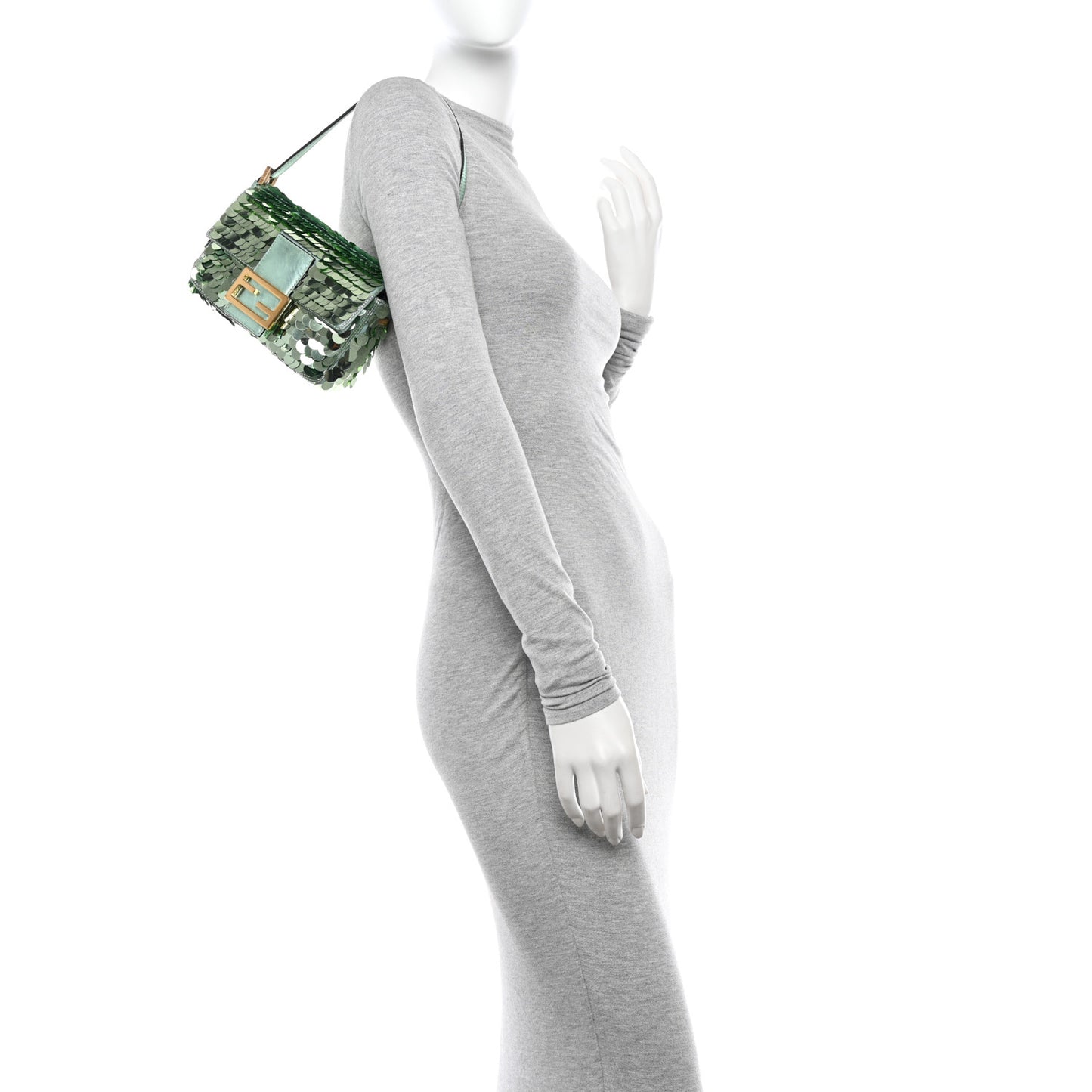 Satin Paillettes Catalan Mirror Mini Baguette 1997 Green
