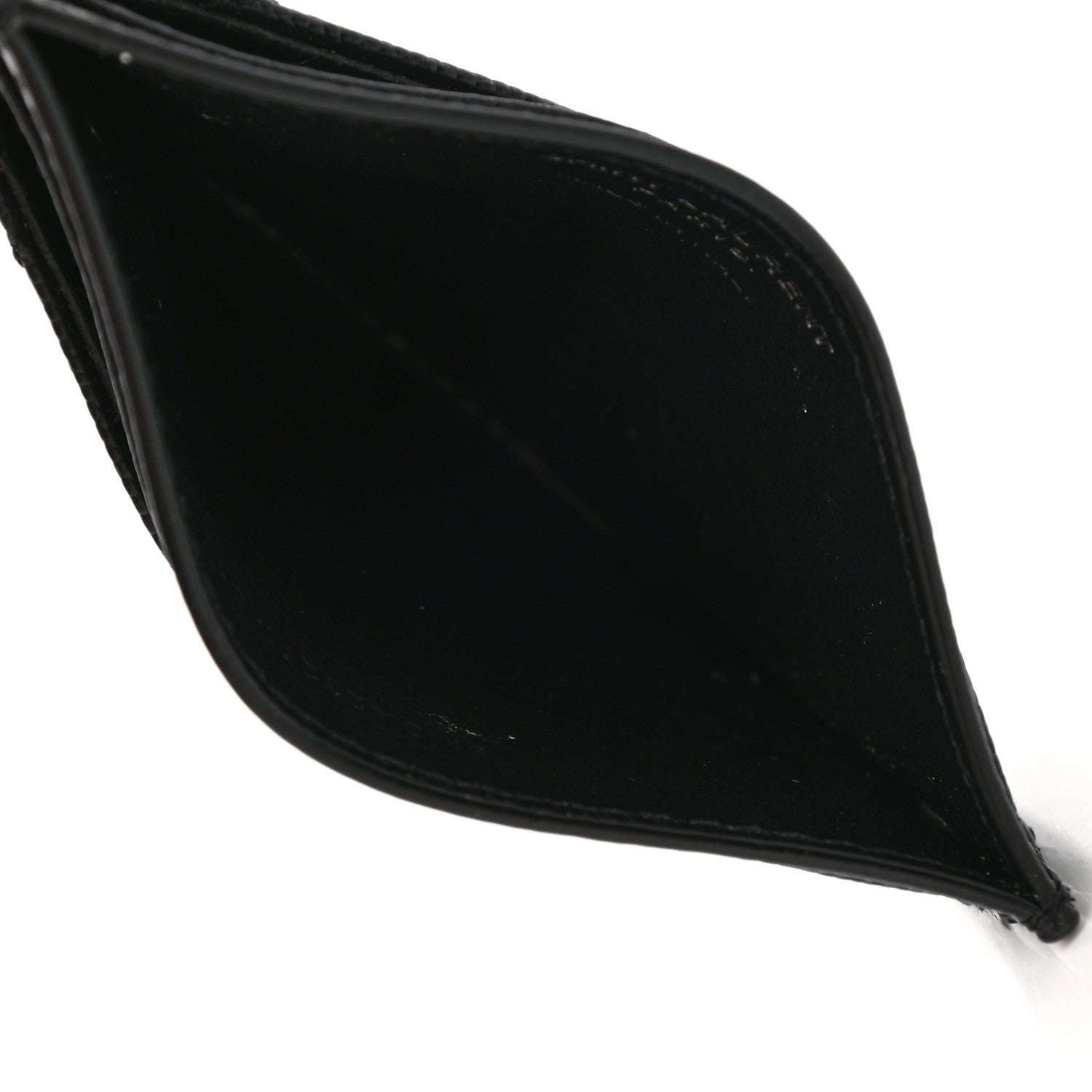 Saint Laurent Grain De Poudre Matelasse Chevron Monogram Credit Card Case Black 5 of 8