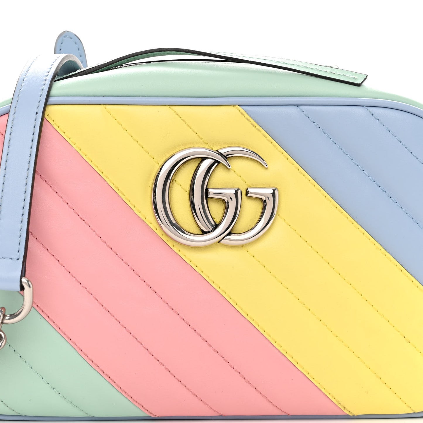 Calfskin Matelasse Diagonal Small GG Marmont Chain Shoulder Bag Multicolor Pastel