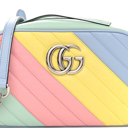 Gucci Calfskin Matelasse Diagonal Small GG Marmont Chain Shoulder Bag Multicolor Pastel 8 of 10