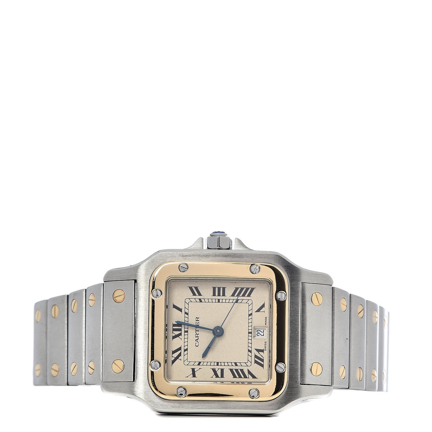 Stainless Steel 18K Yellow Gold 29mm Santos De Galbee Quartz Watch