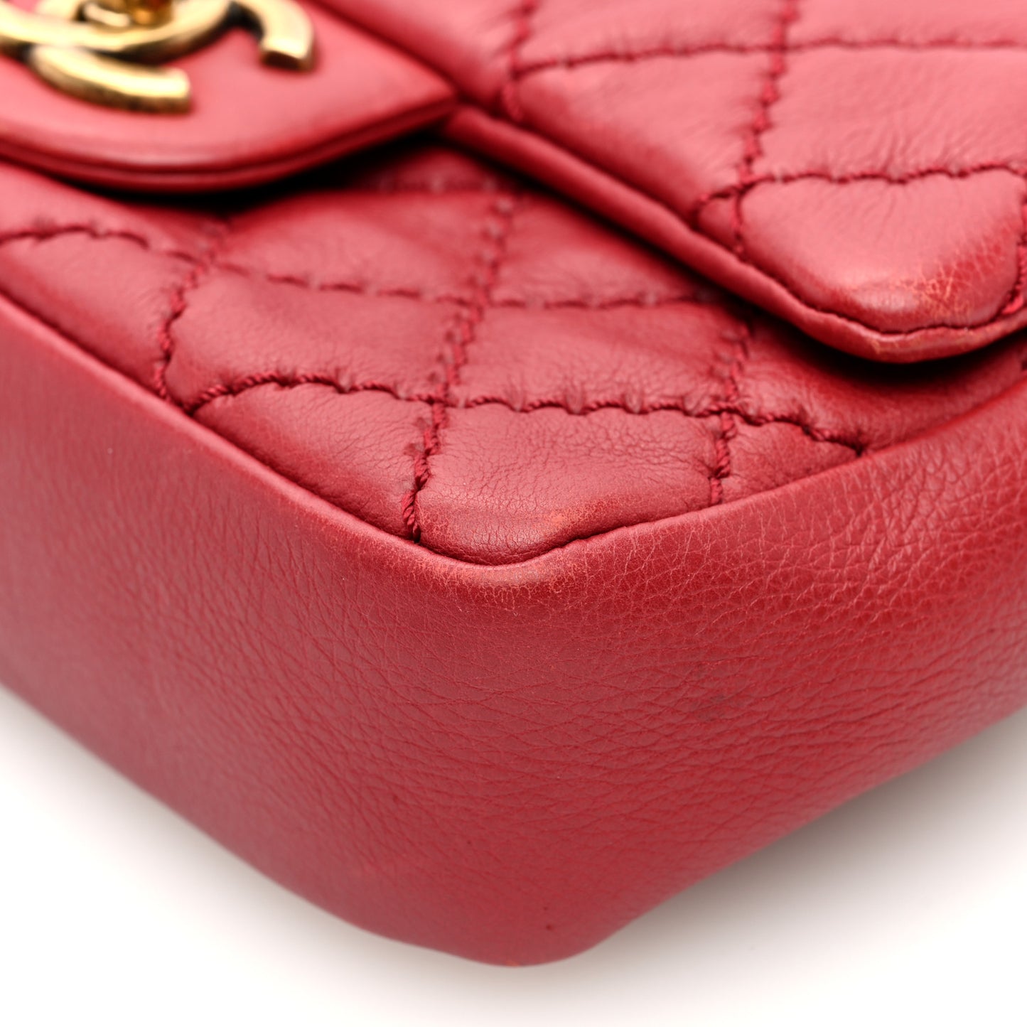 Calfskin Quilted Mini Urban Day Flap Red
