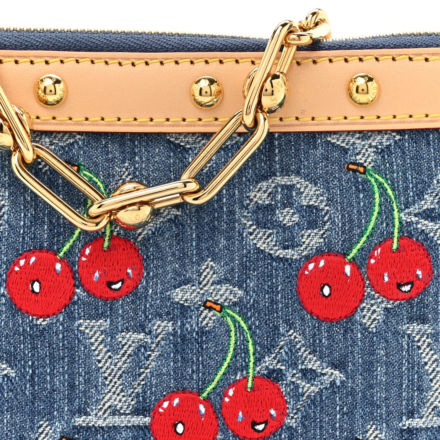 Louis Vuitton LV X TM Monogram Denim Cerises Pochette Accessories Blue 7 of 10