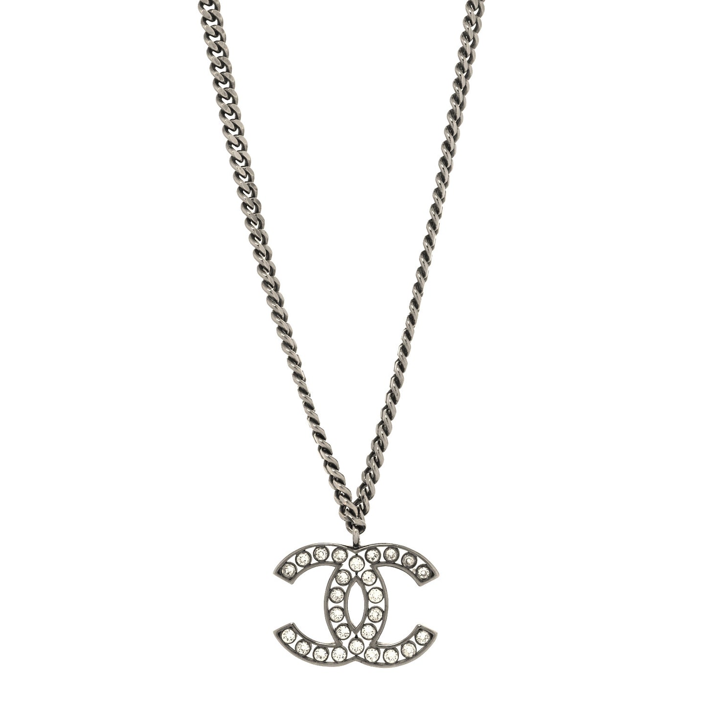 Crystal Large CC Necklace Silver