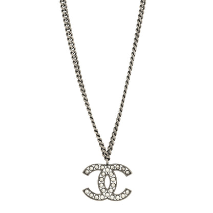Chanel Crystal Large CC Necklace Silver 1 of 5