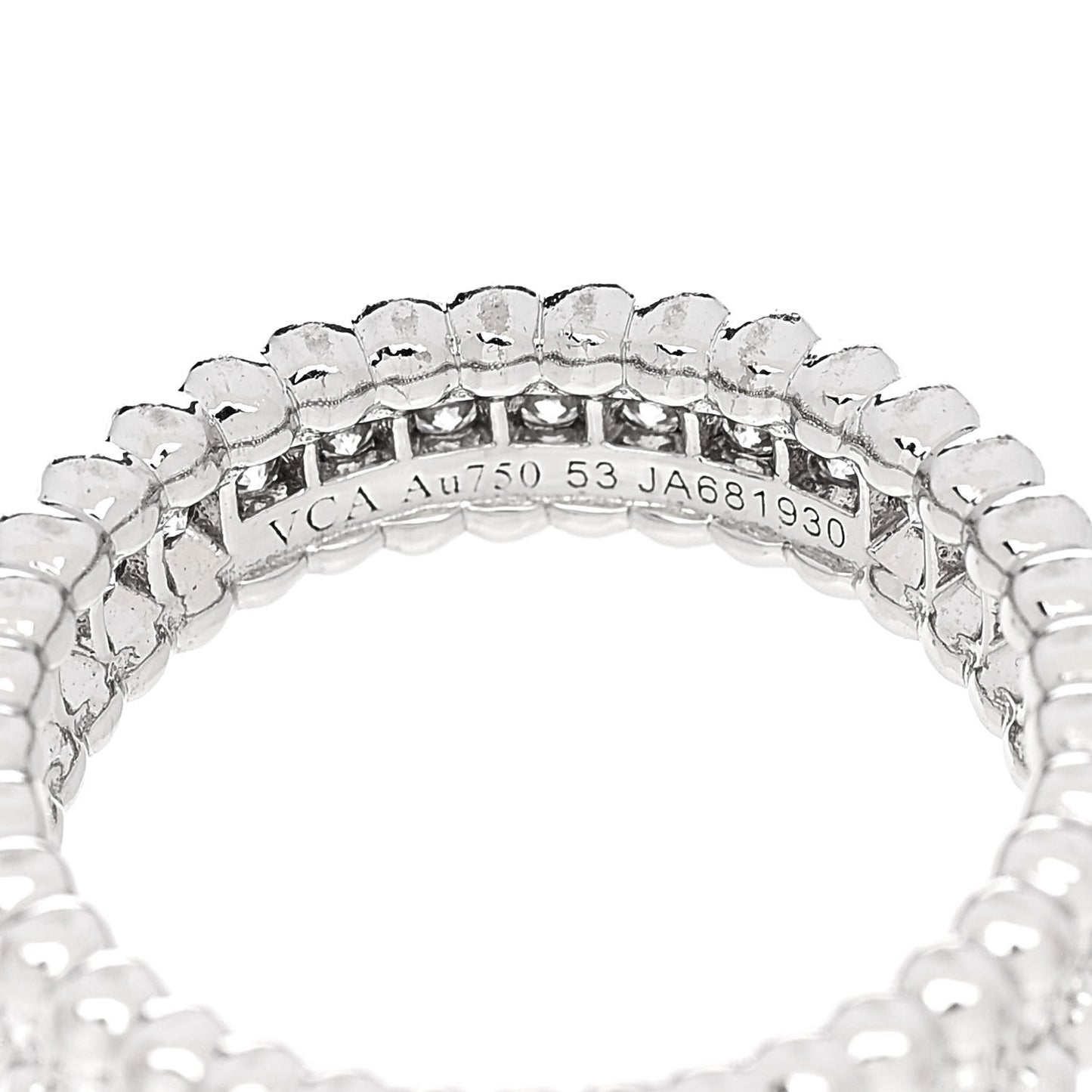 18K White Gold Diamond Perlee 1 Row Ring 53 6.5