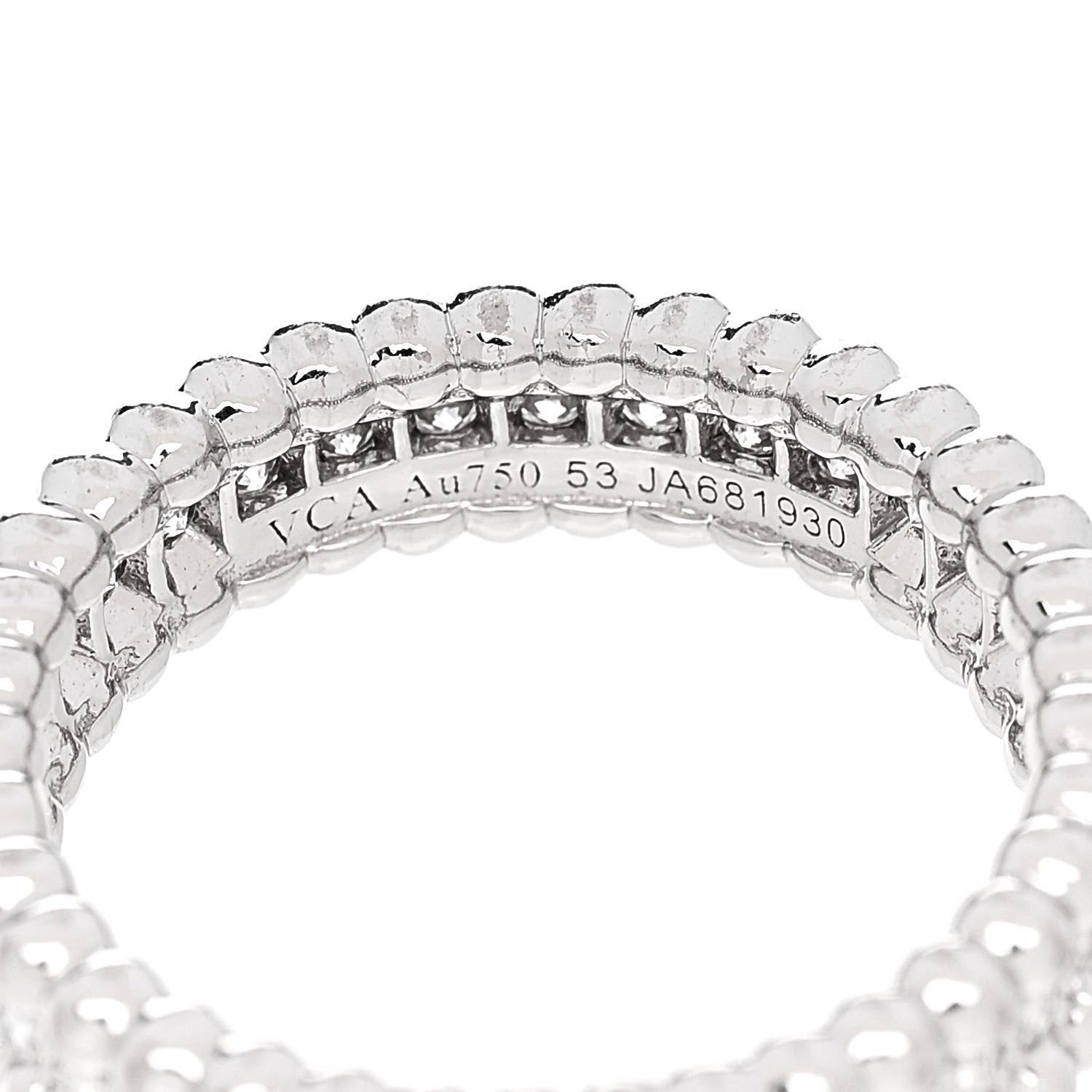 Van Cleef & Arpels 18K White Gold Diamond Perlee 1 Row Ring 53 6.5 4 of 5
