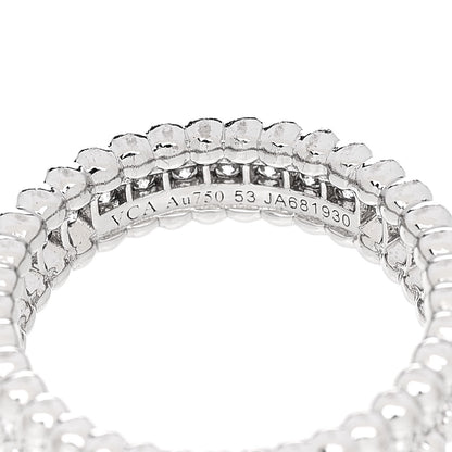 Van Cleef & Arpels 18K White Gold Diamond Perlee 1 Row Ring 53 6.5 4 of 5