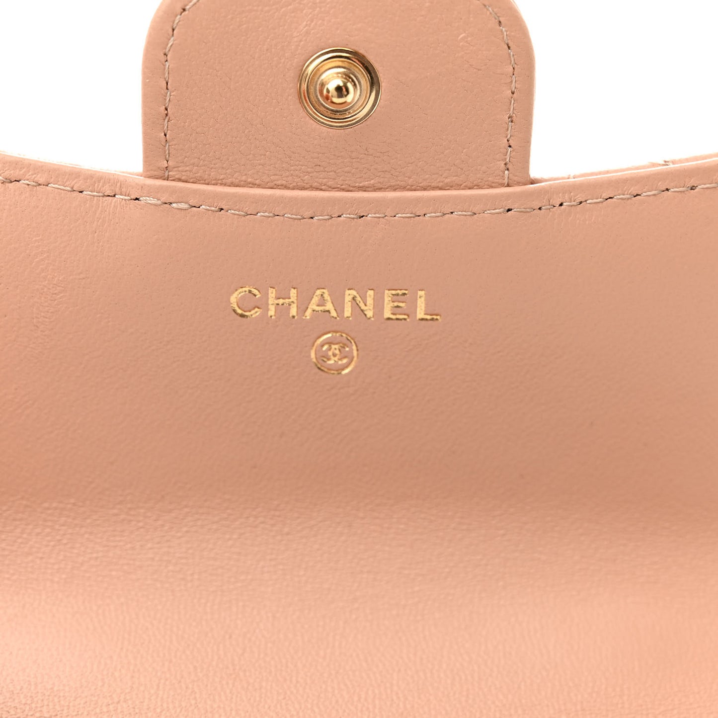 Lambskin Quilted Top Handle Flap Coin Purse With Chain Beige