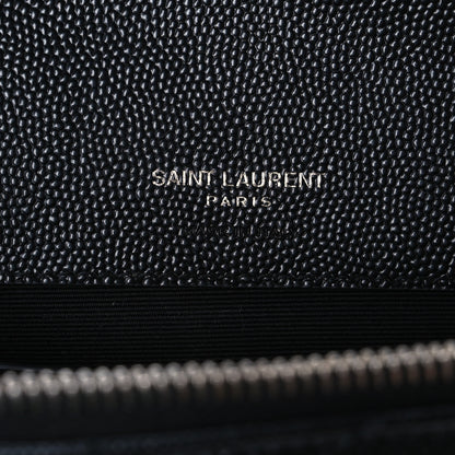 Saint Laurent Grain De Poudre Matelasse Chevron Monogram Envelope Chain Wallet Black 5 of 9