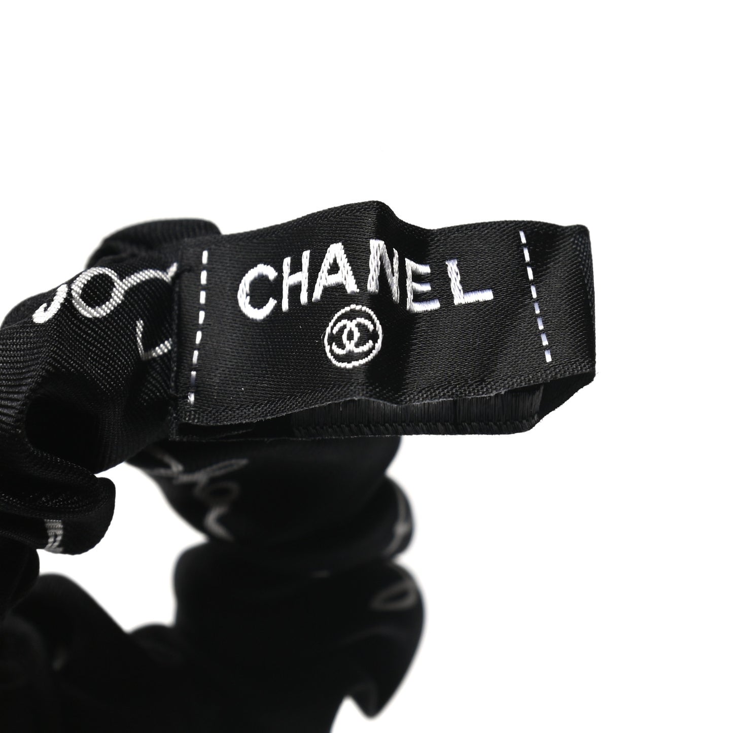 Silk CC Twilly Hair Tie Black White