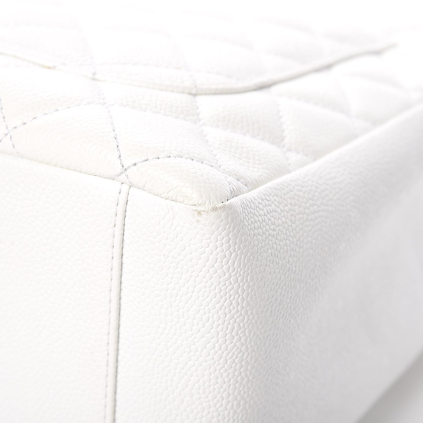 Caviar Quilted Grand Shopping Tote GST White