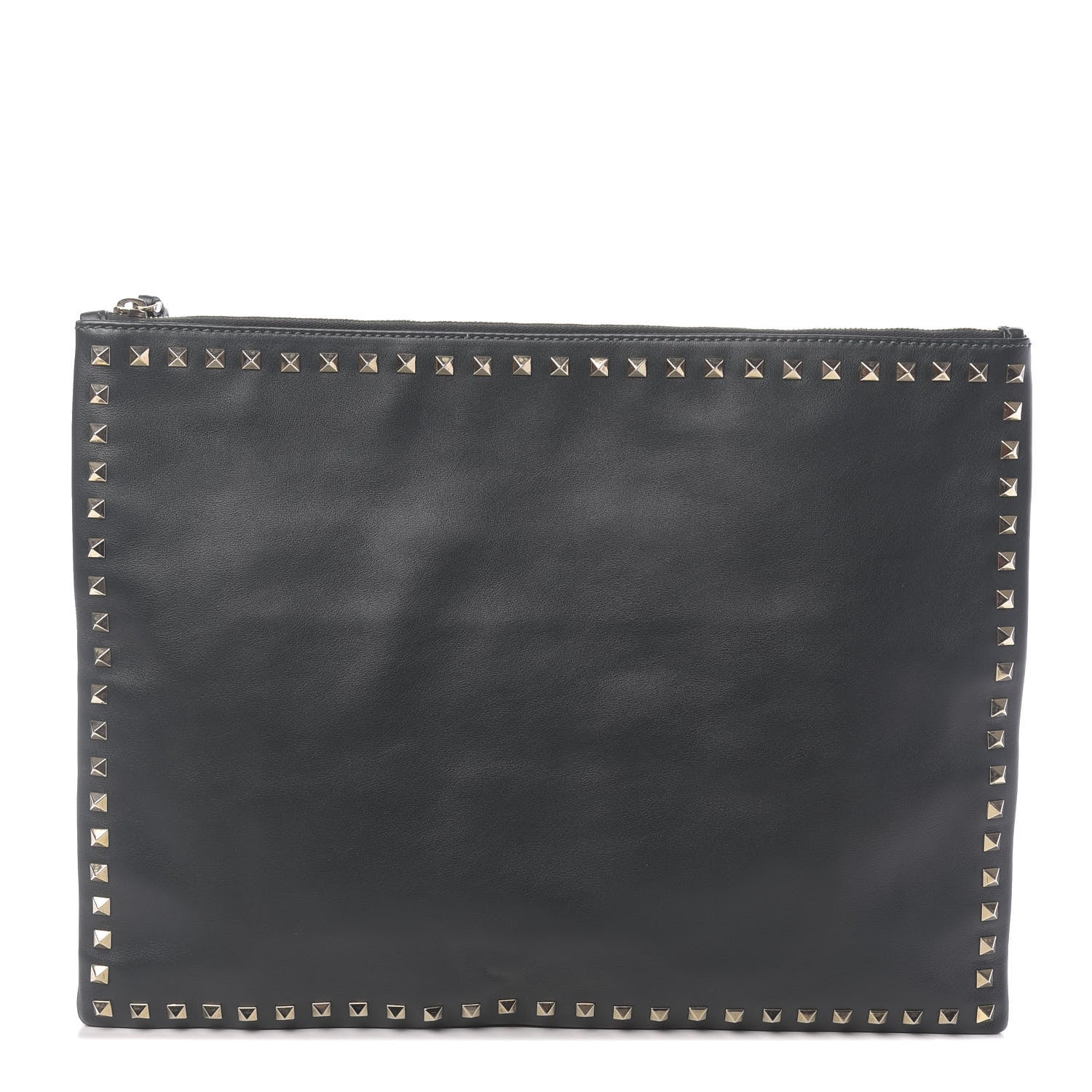 Valentino Garavani Vitello Oversized Rockstud Zip Wristlet Pouch Deep Green 1 of 9