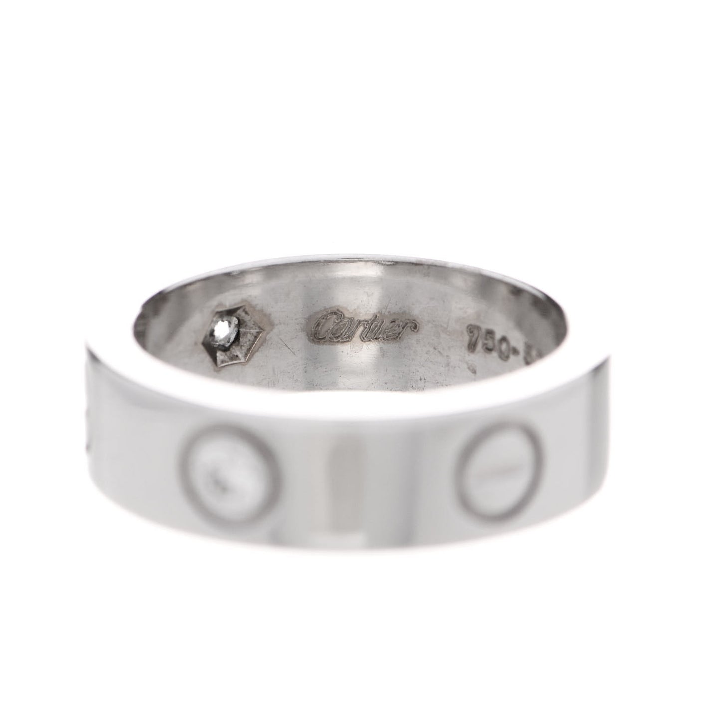 18K White Gold 3 Diamond 5.5mm LOVE Ring 50 5.25