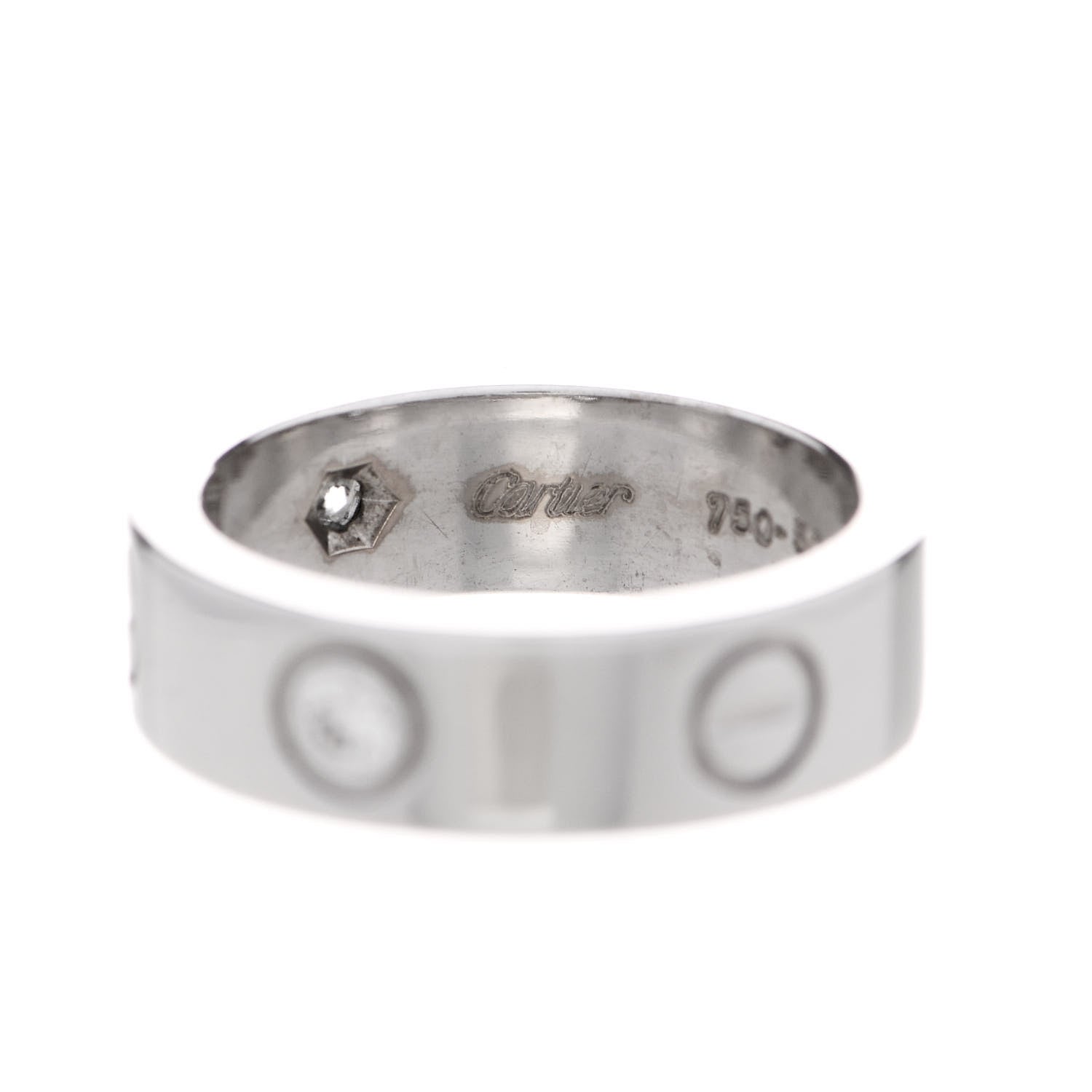 Cartier 18K White Gold 3 Diamond 5.5mm LOVE Ring 50 5.25 4 of 7