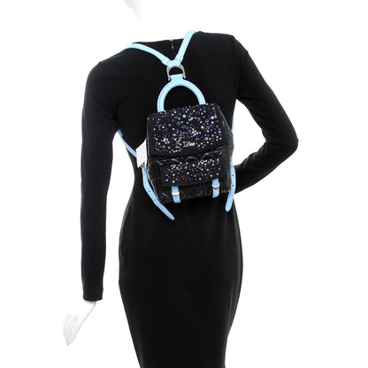 Christian Dior Lambskin Cannage Embellished Small Stardust Backpack Light Blue Black 2 of 7