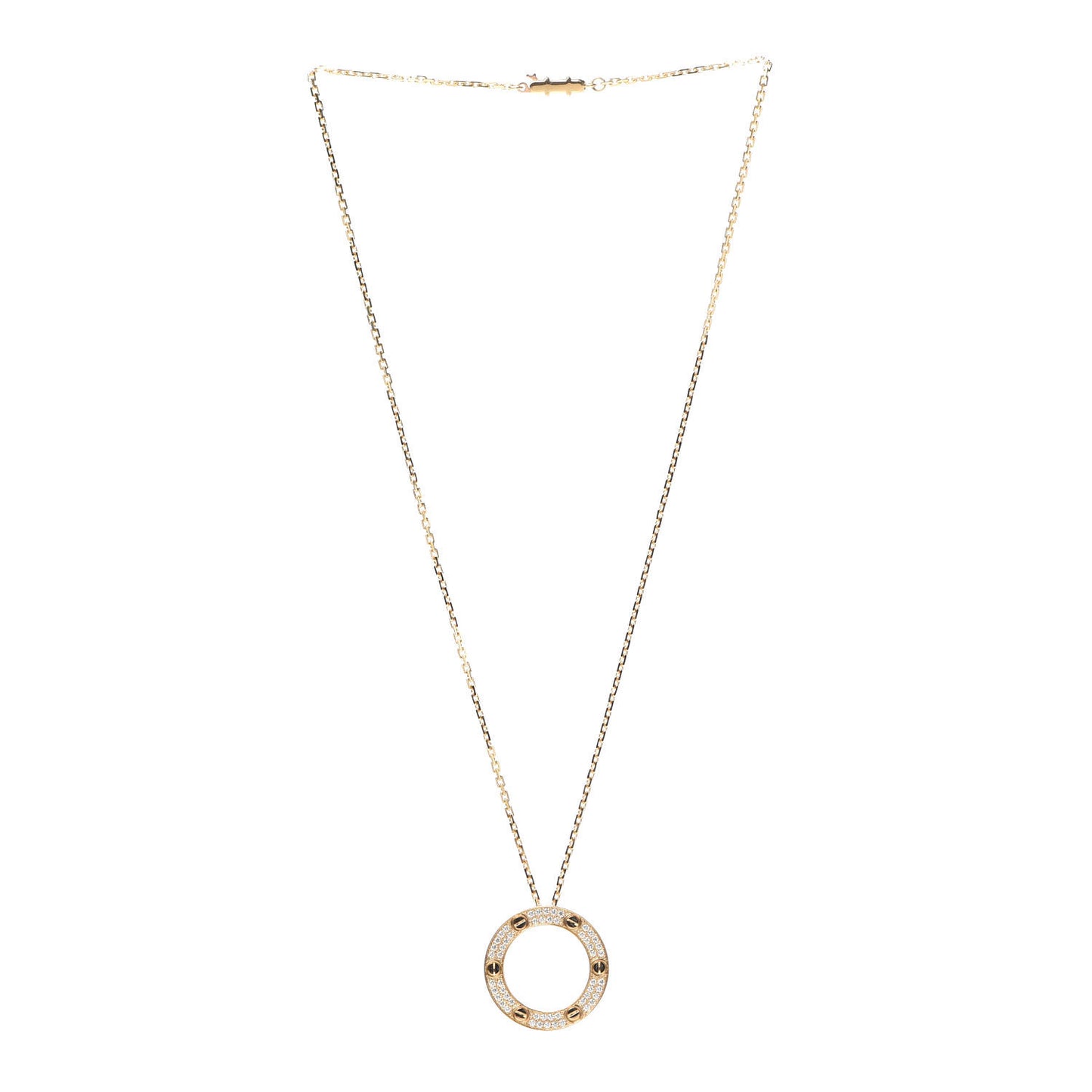 18K Yellow Gold Diamond LOVE Paved Necklace