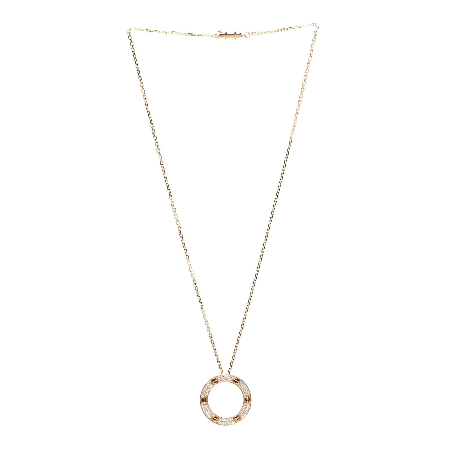 Cartier 18K Yellow Gold Diamond LOVE Paved Necklace 3 of 8