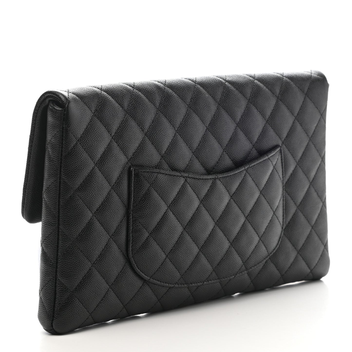 Caviar Quilted Flap Clutch Black