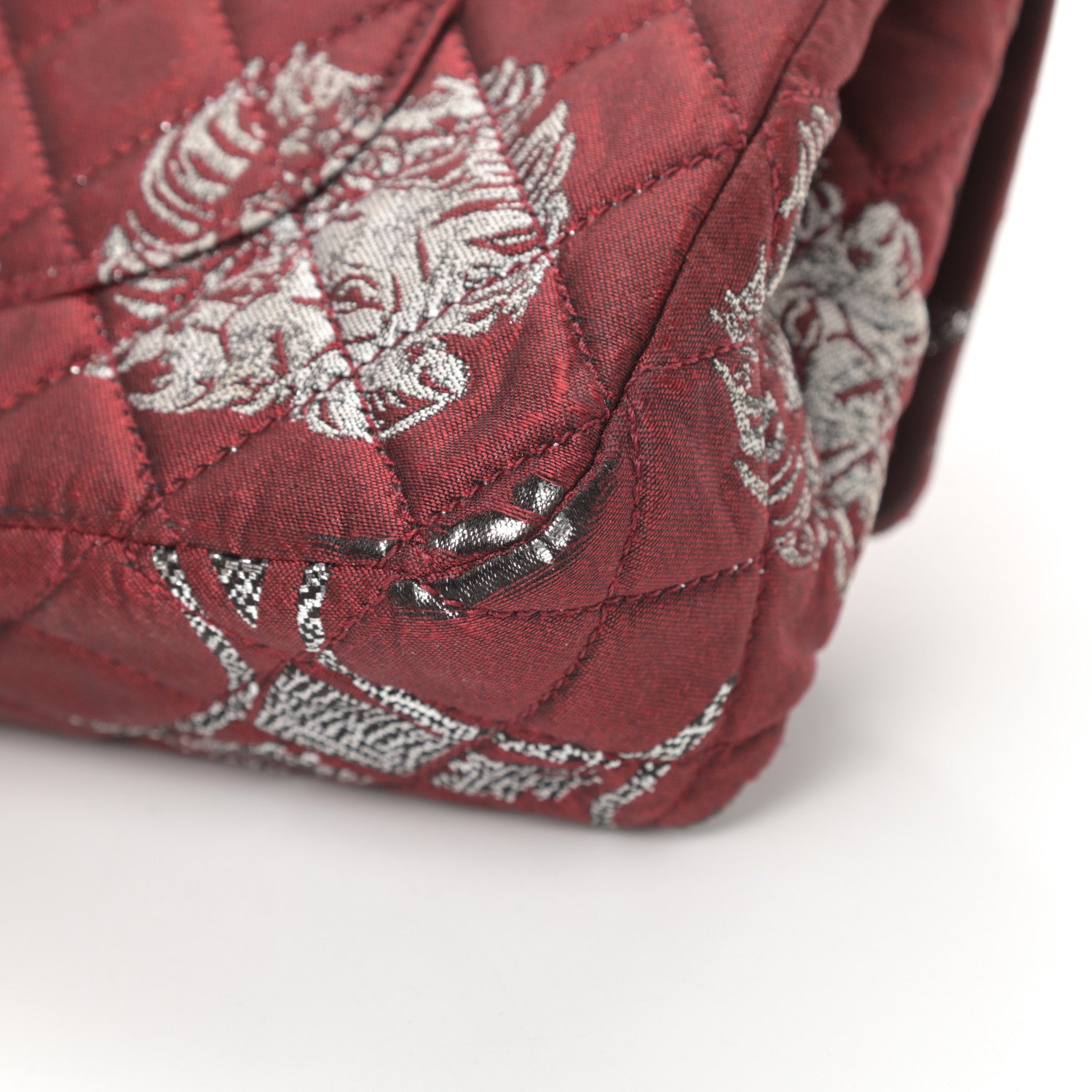Chanel Metallic Brocade Quilted Medium Double Flap Rouge Argent 11 of 16