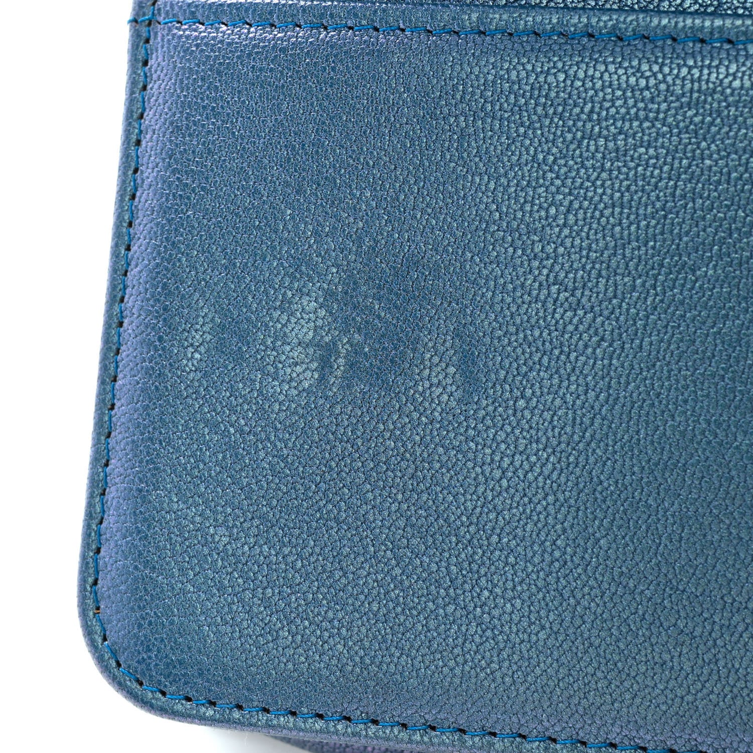 Chanel Iridescent Goatskin Quilted Boy Wallet On Chain WOC Blue 13 of 13
