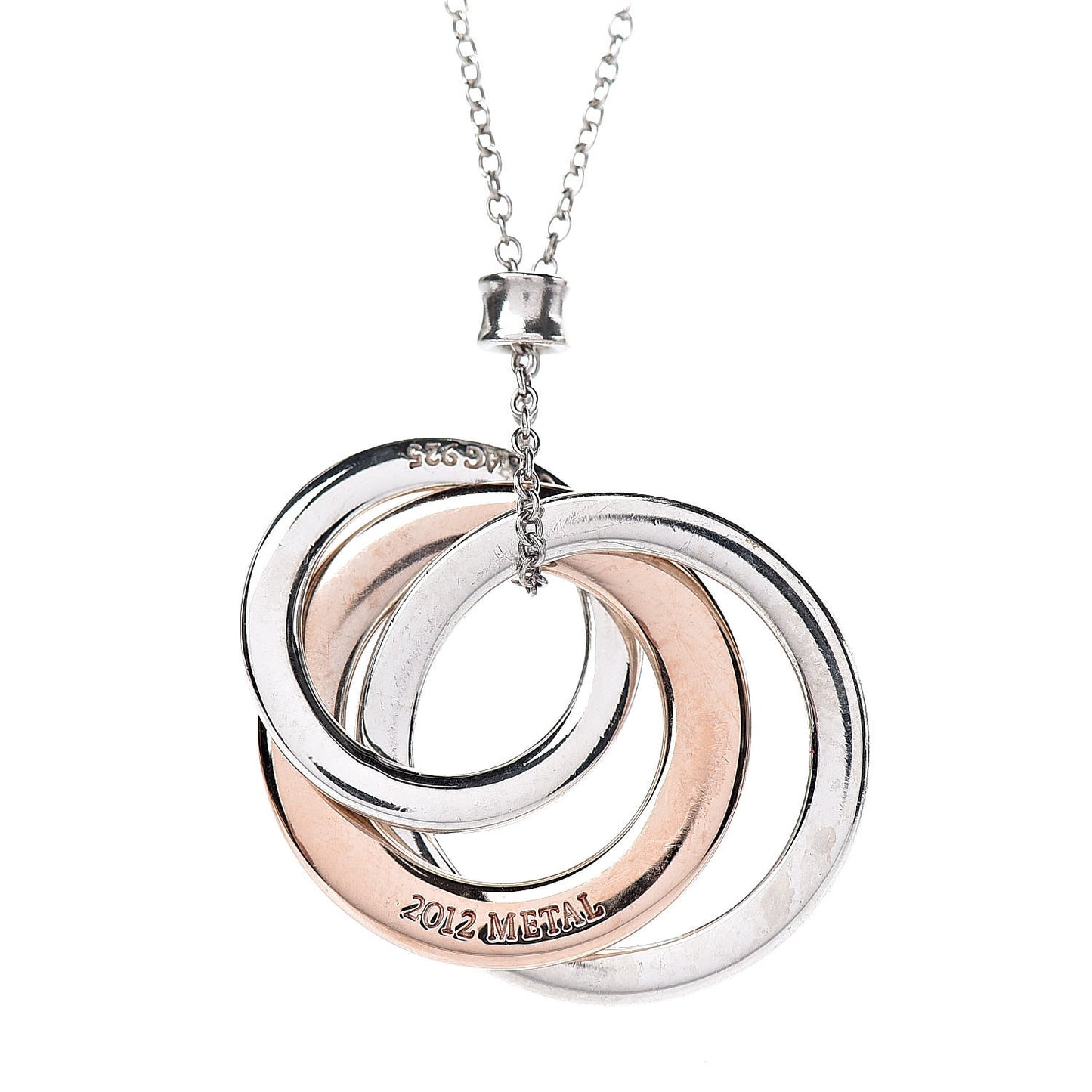 Sterling Silver Rubedo Small Interlocking Circles Pendant Necklace