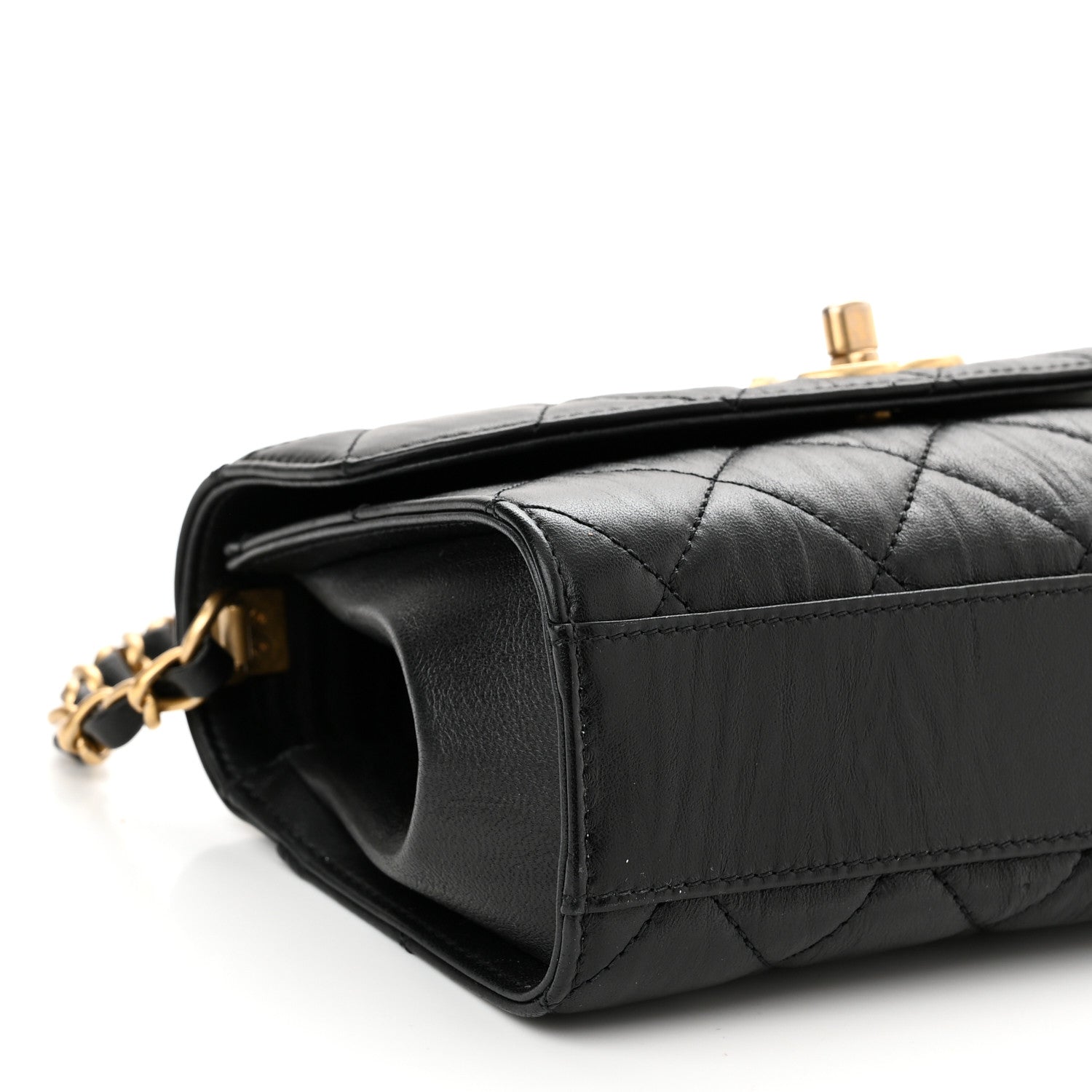 Chanel Crumpled Lambskin Quilted Mini CC Links Top Handle Flap Black 10 of 11