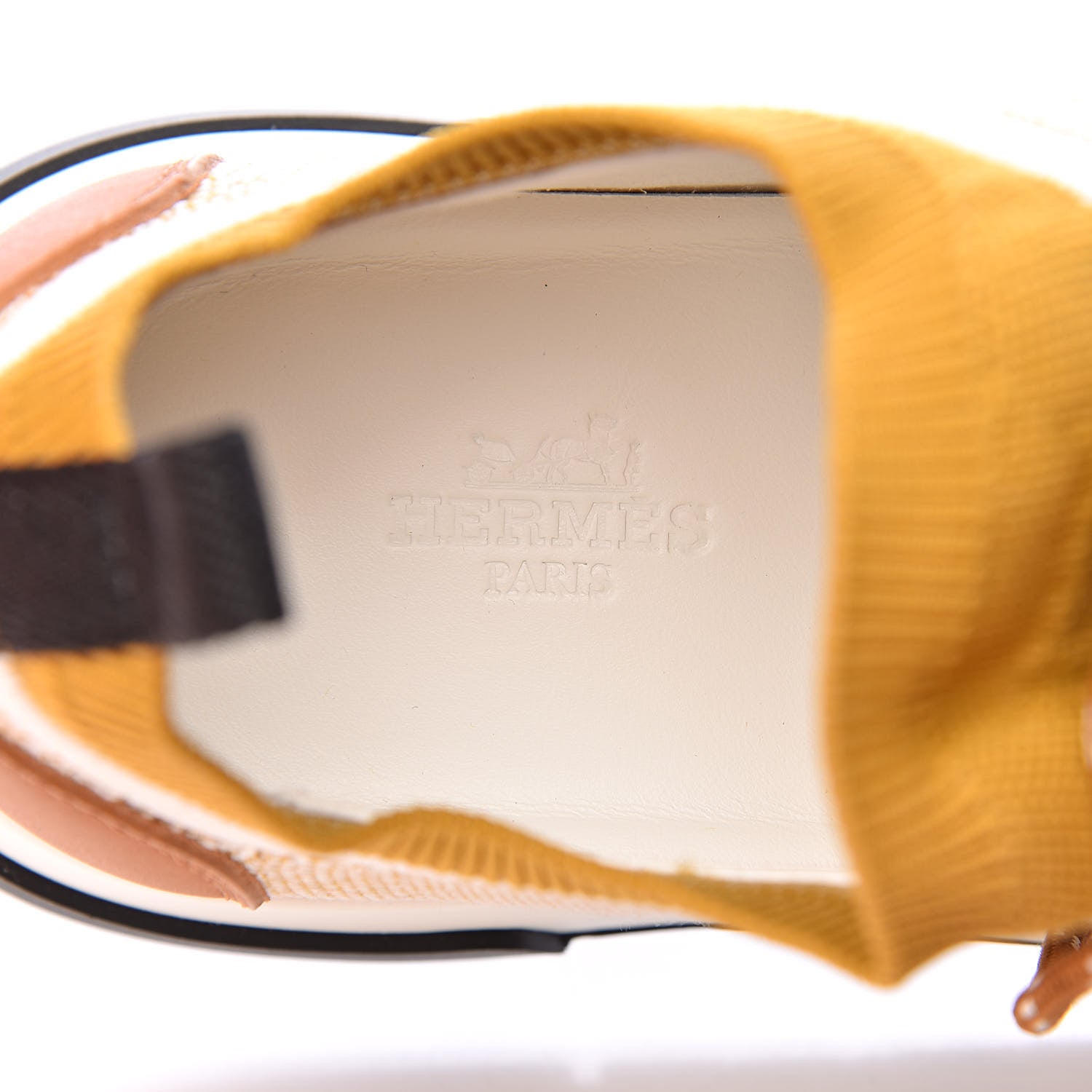 Hermes Knit Goatskin Womens Addict Sneakers 36 Ocre 6 of 10