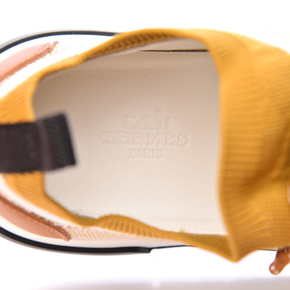 Hermes Knit Goatskin Womens Addict Sneakers 36 Ocre 6 of 10
